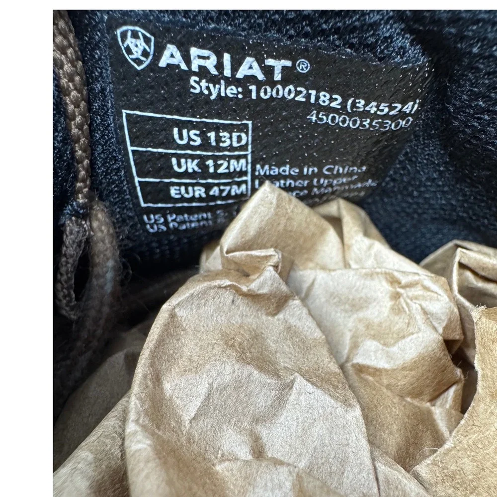 Ariat ATS Technology  Brown Leather‎ Work Boots Mid Top Lace Up Hiking Shoes 13D
